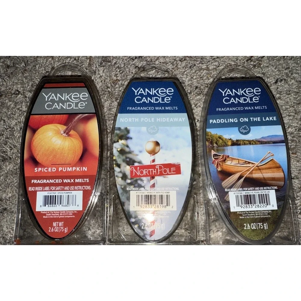 Yankee Wax Melts Set Of 3 Packs Yankee Candle Spiced Pumpkin North Pole Paddling